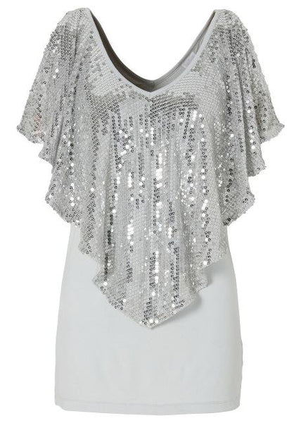 Milanese Sequin Shawl Blouse