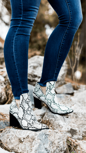 Helga - Faux Snakeskin Ankle Boots