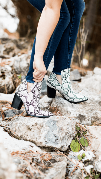 Helga - Faux Snakeskin Ankle Boots