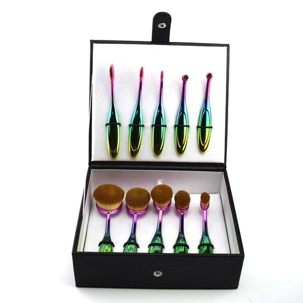 Rainbow Makeup Brushes - 10 Piece Set