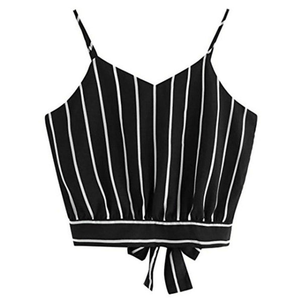 Striped V-Neck Cami Crop Top