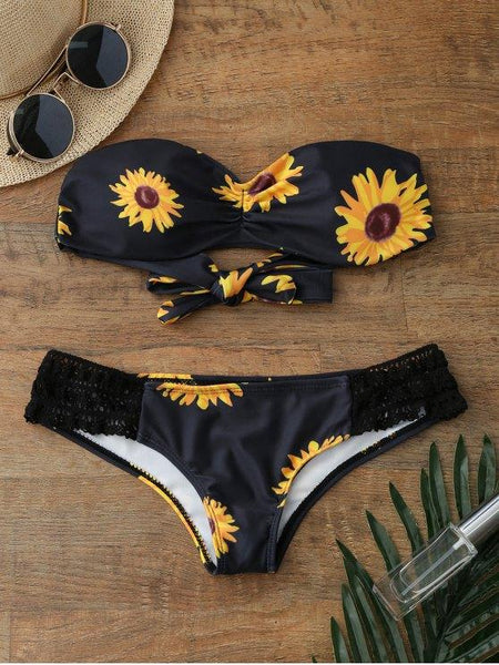Sunflower Push Up Bandeau Bikini