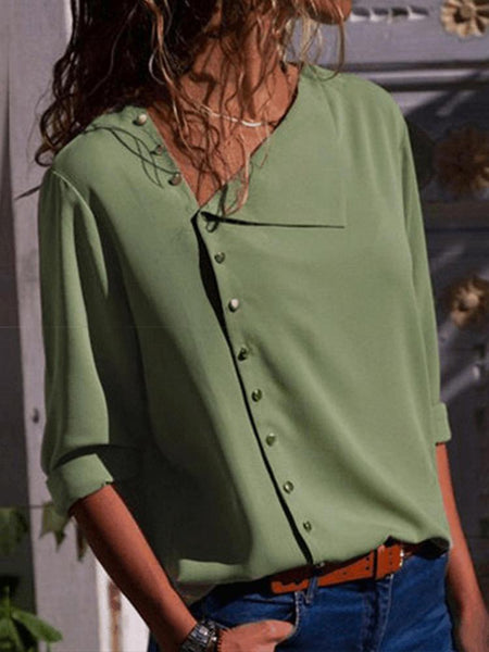 Side Button Open Neck Blouse – Fray