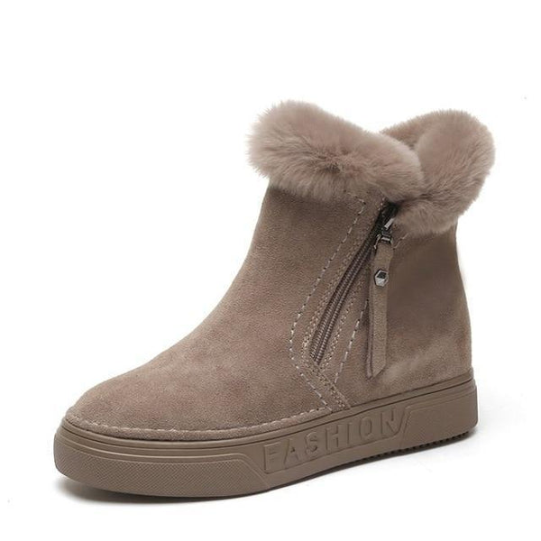 Malia - Side Zip Faux Fur High Rise Ankle Boots