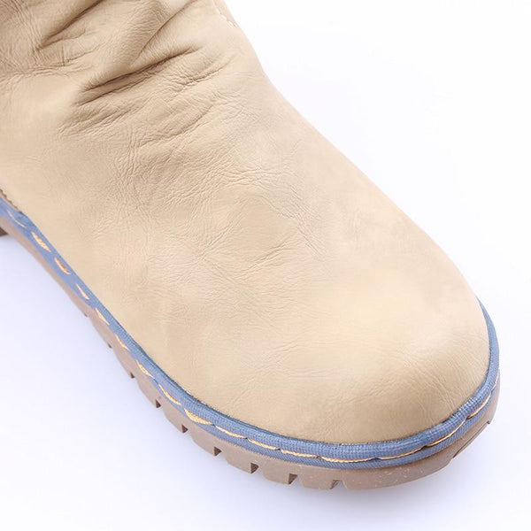 Jenara - Fleece Flat High Rise Ankle Boots