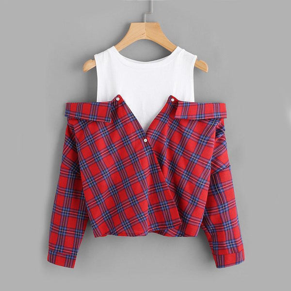 Piper - Plaid Layered Blouse
