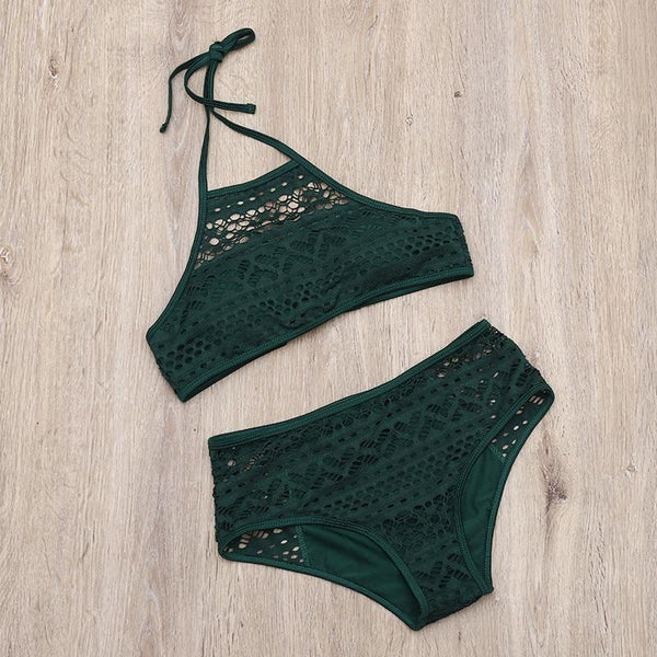 Daniella - Halter Crochet High Waist Bikini