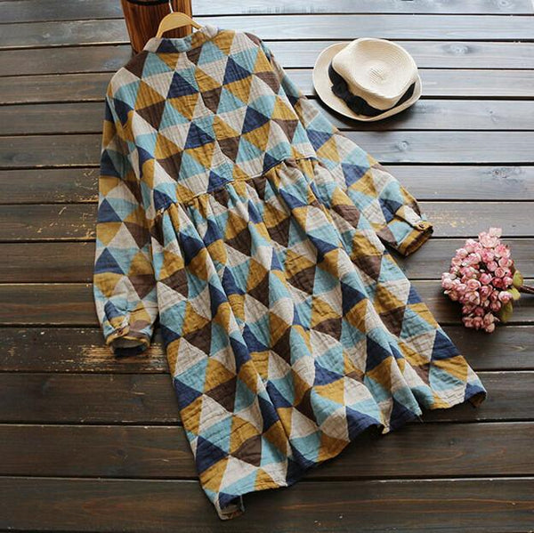 Vintage Geometric-Print Dress