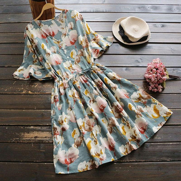 Grana - Linen Floral Dress – Fray