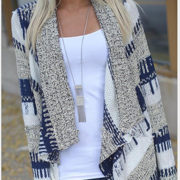 Aspen - Striped Knit Sweater Jacket