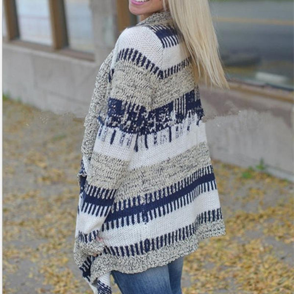 Aspen - Striped Knit Sweater Jacket