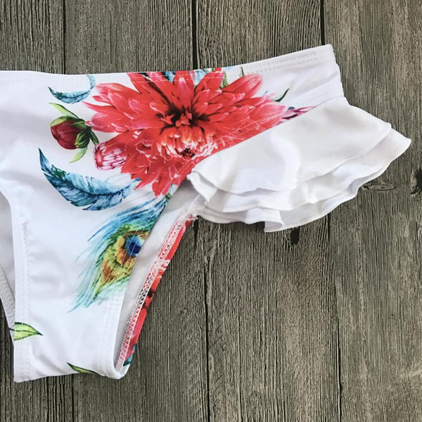Floral Print Ruffle Bikini