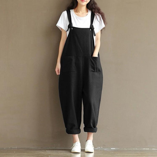 Helene - Loose Rolled Cuff Harem Overalls – Fray