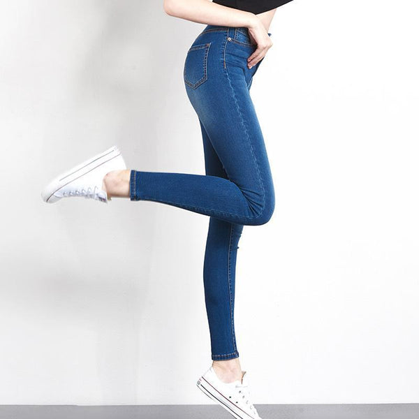 Casual High Waist Elastic Denim Jeans