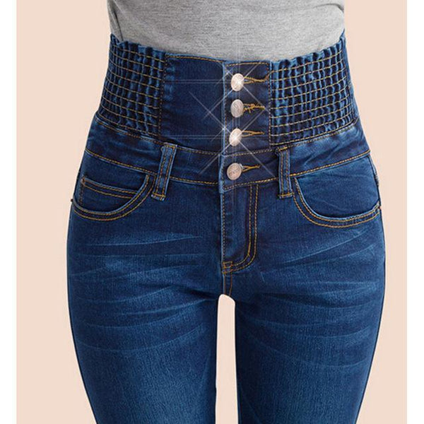 High Waist Elastic Stretch Denim Jeans