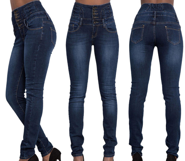High Waist Button Up Skinny Leg Denim Jeans – Fray