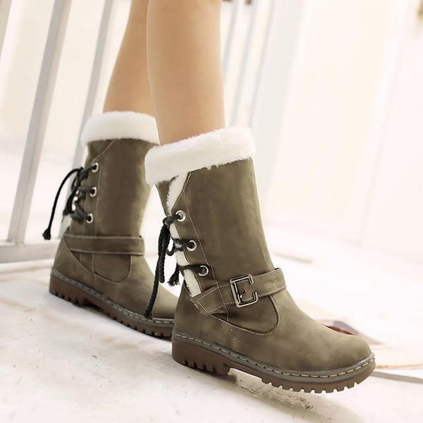 Mid-Calf Lace Up Winter Snow Boots