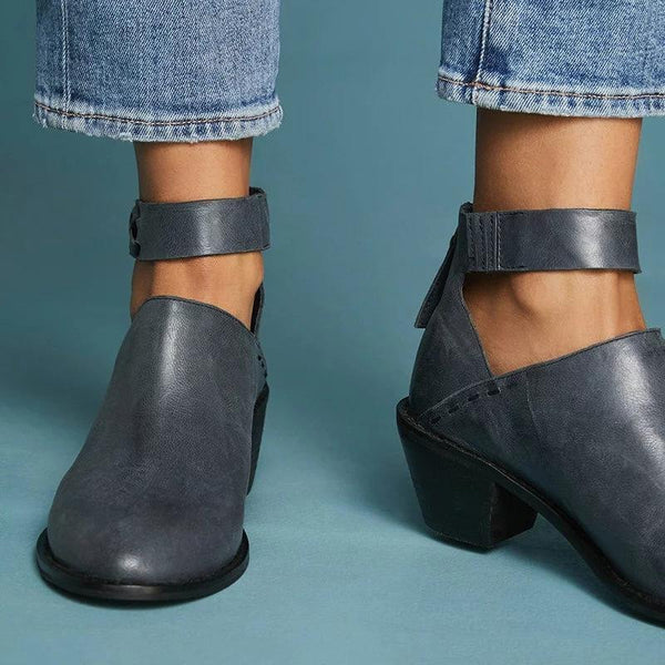 Chunky Heel Ankle Strap Boots – Fray