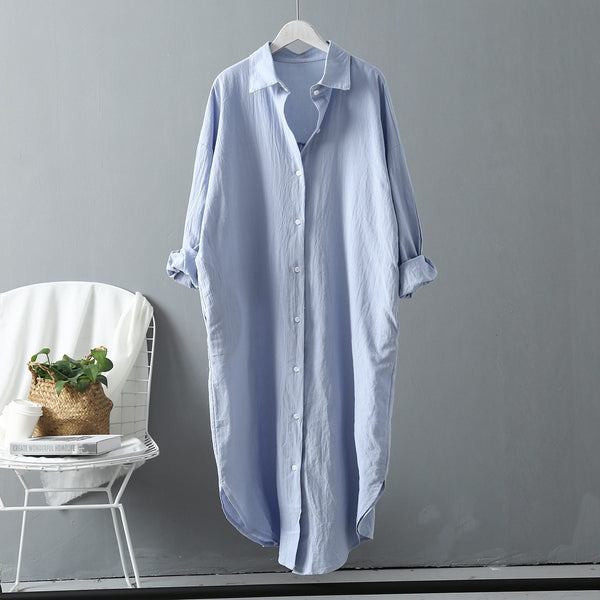 Eliana - Long Sleeve Cotton Maxi Shirt Dress – Fray